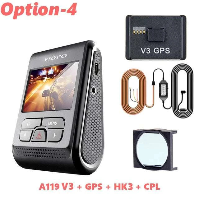 VIOFO A119 V3 2K Quad HD Dash Cam with Night Vision & Parking Mode-Add GPS / None