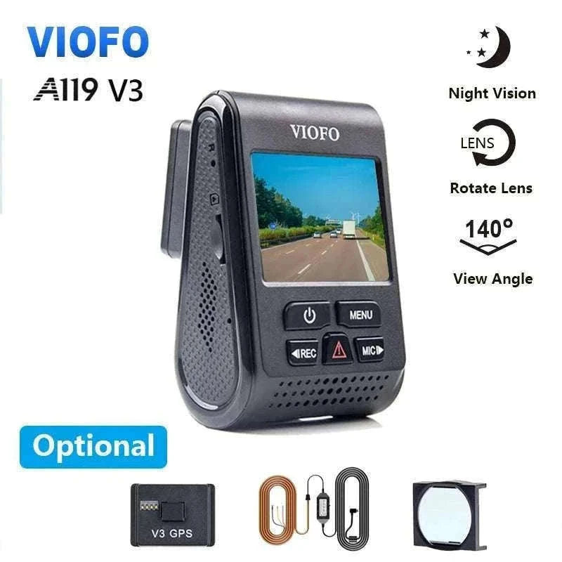 VIOFO A119 V3 2K Quad HD Dash Cam with Night Vision & Parking Mode-Add GPS / None