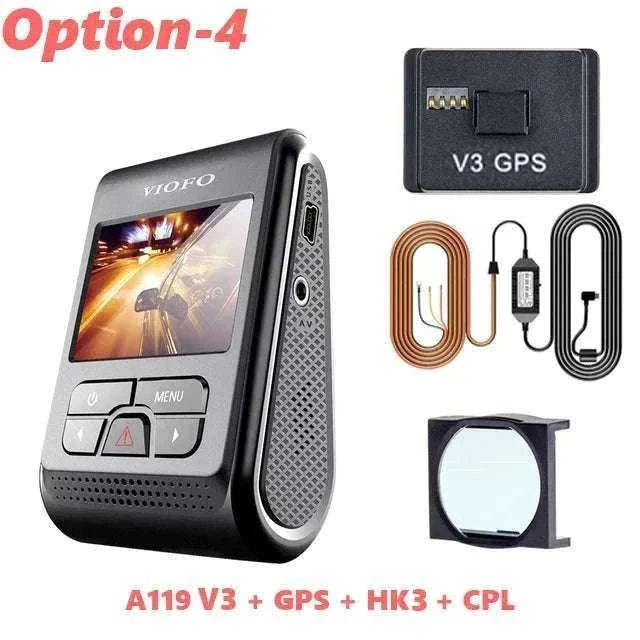 VIOFO A119 V3 2K Quad HD Dash Cam with Night Vision & Parking Mode-Add GPS / None