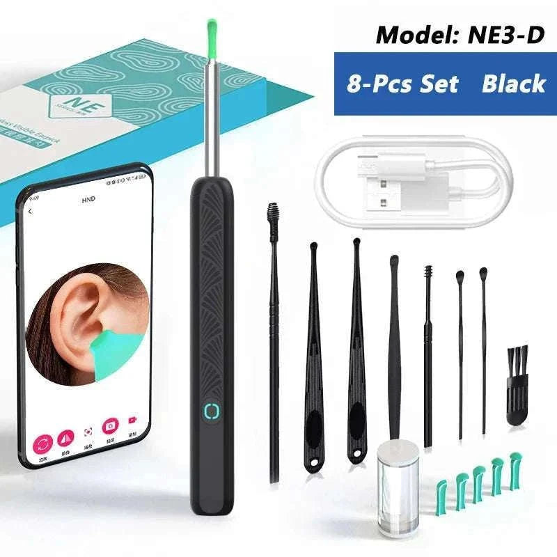 Visual Ear Wax Cleaner with Camera for Clear Home Ear Care-NE3-D Basics White