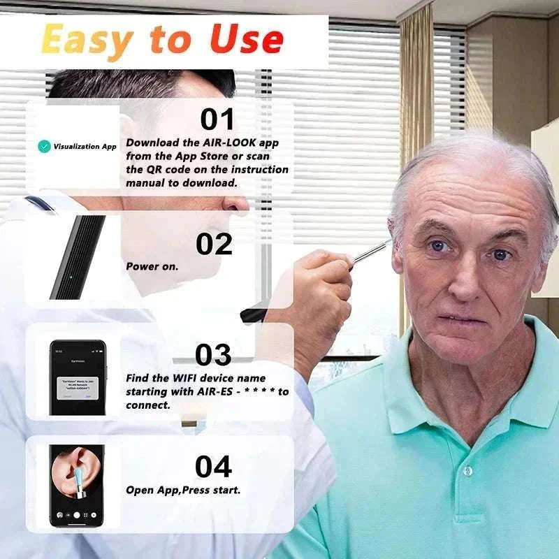 Visual Ear Wax Cleaner with Camera for Clear Home Ear Care-NE3-D Basics White
