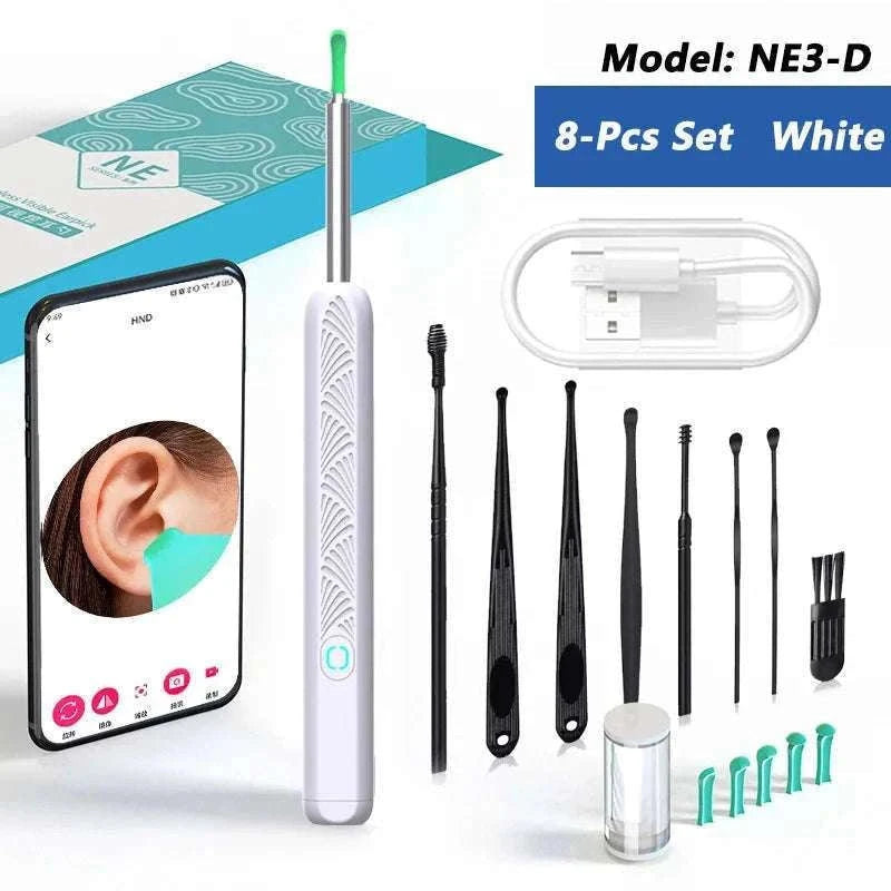 Visual Ear Wax Cleaner with Camera for Clear Home Ear Care-NE3-D Basics White
