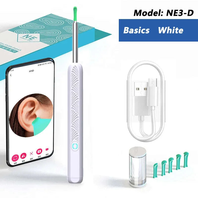 Visual Ear Wax Cleaner with Camera – Smart Ear Care Kit-NE3-D Basics White