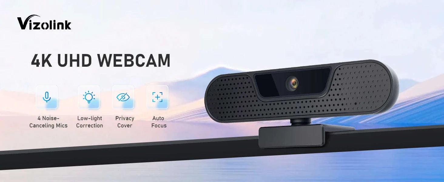 VIZOLINK 4K UHD Webcam with Autofocus and Noise‑Cancelling Mics-4K W8GS / CHINA