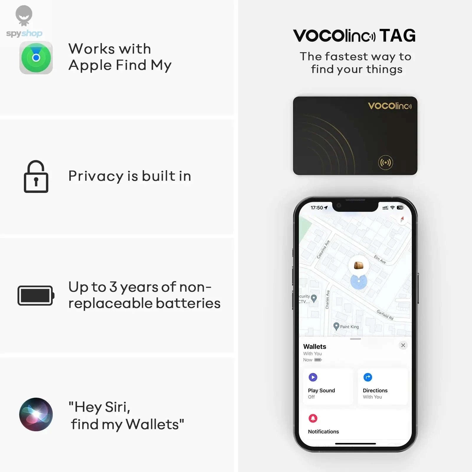 VOCOlinc Wallet Tracker Card – Ultra‑Thin Apple Find My Smart Locator-IOS version-1Pcs
