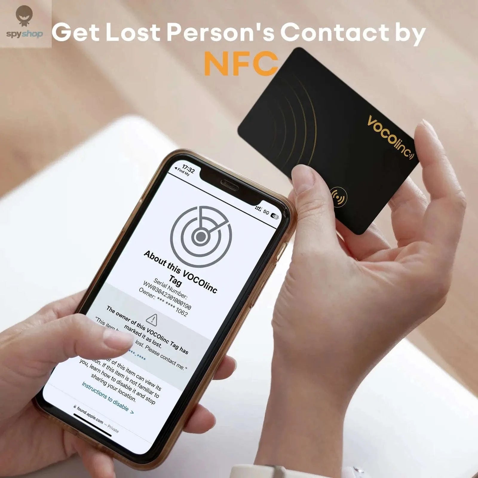 VOCOlinc Wallet Tracker Card – Ultra‑Thin Apple Find My Smart Locator-IOS version-1Pcs