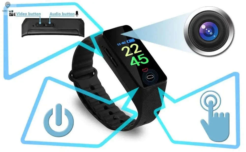 Voice Activated Camera Bracelet Watch – Discreet 1080P Recording & OLED Display-black / Camera with 64GB