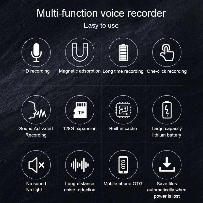 Voice Activated Recorder with Magnet and Long Battery Life-Blue / 64 GB