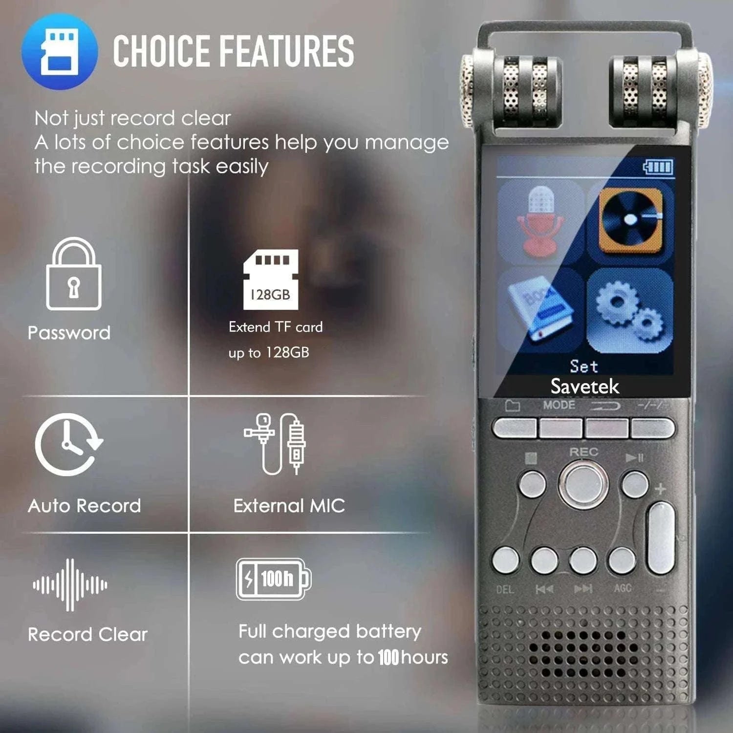 Voice Activated USB Pen Audio Recorder with Playback-NoextraMic / China Mainland / 8 GB