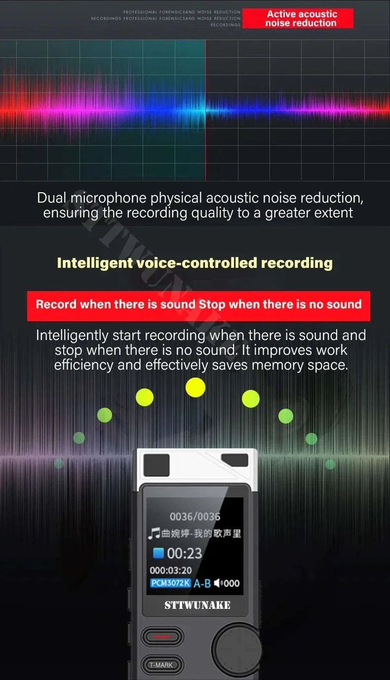 Voice Activation Recorder with Dual‑Core AI Noise Reduction-64GB / CHINA