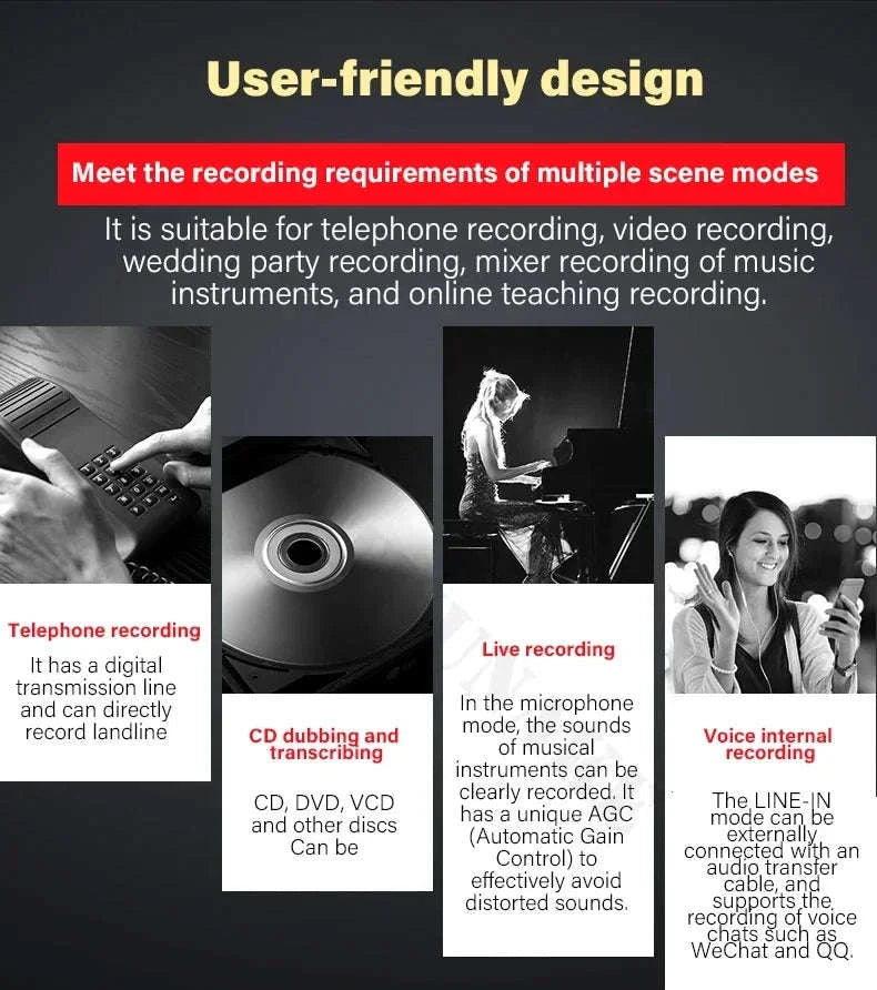 Voice Activation Recorder with Dual‑Core AI Noise Reduction-64GB / CHINA