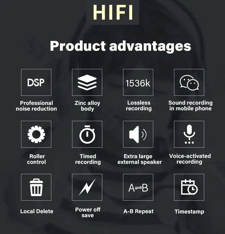 Voice Activation Recorder with Dual‑Core AI Noise Reduction-64GB / CHINA