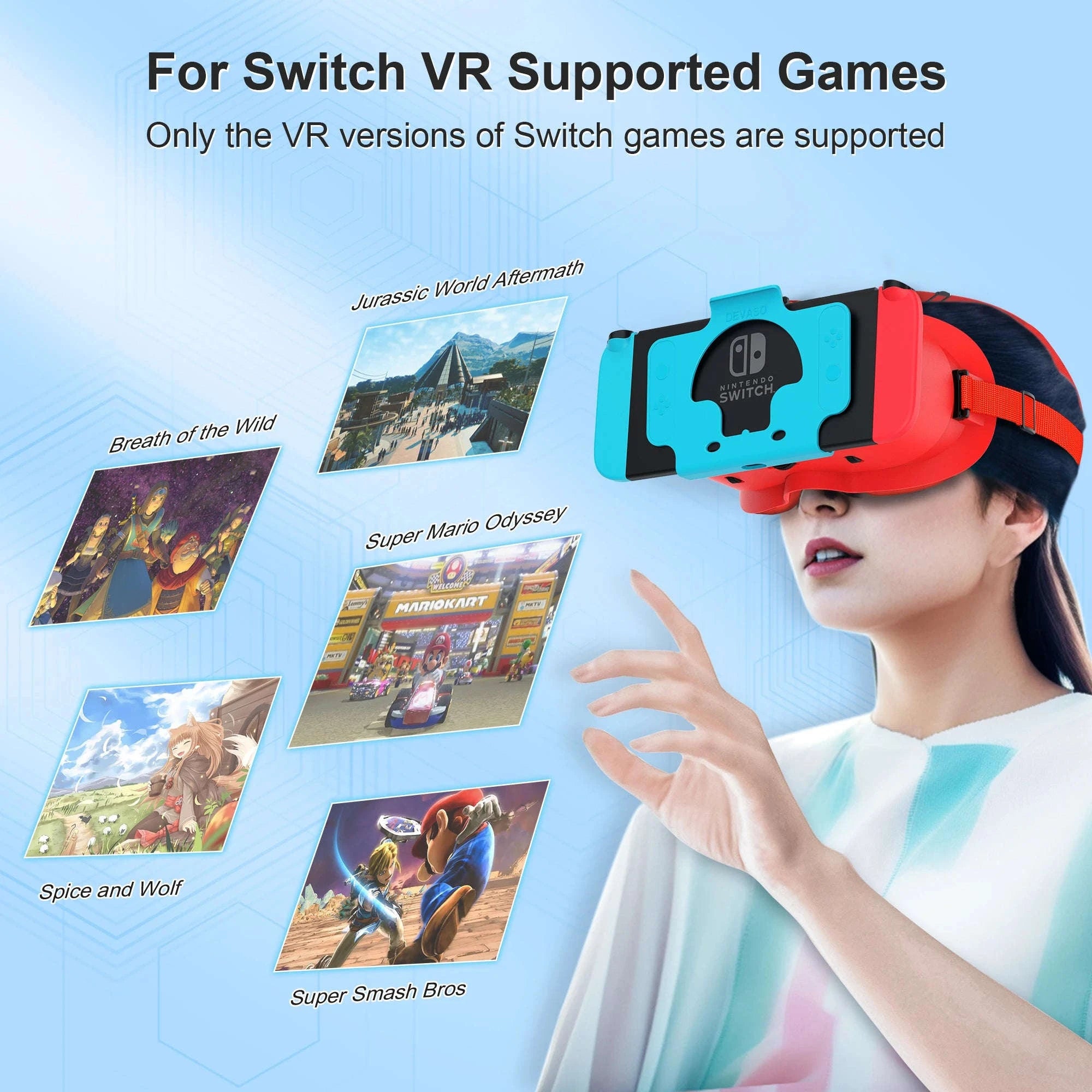 VR Headset for Console and OLED Model with Adjustable HD Lenses-Orange and White / United States