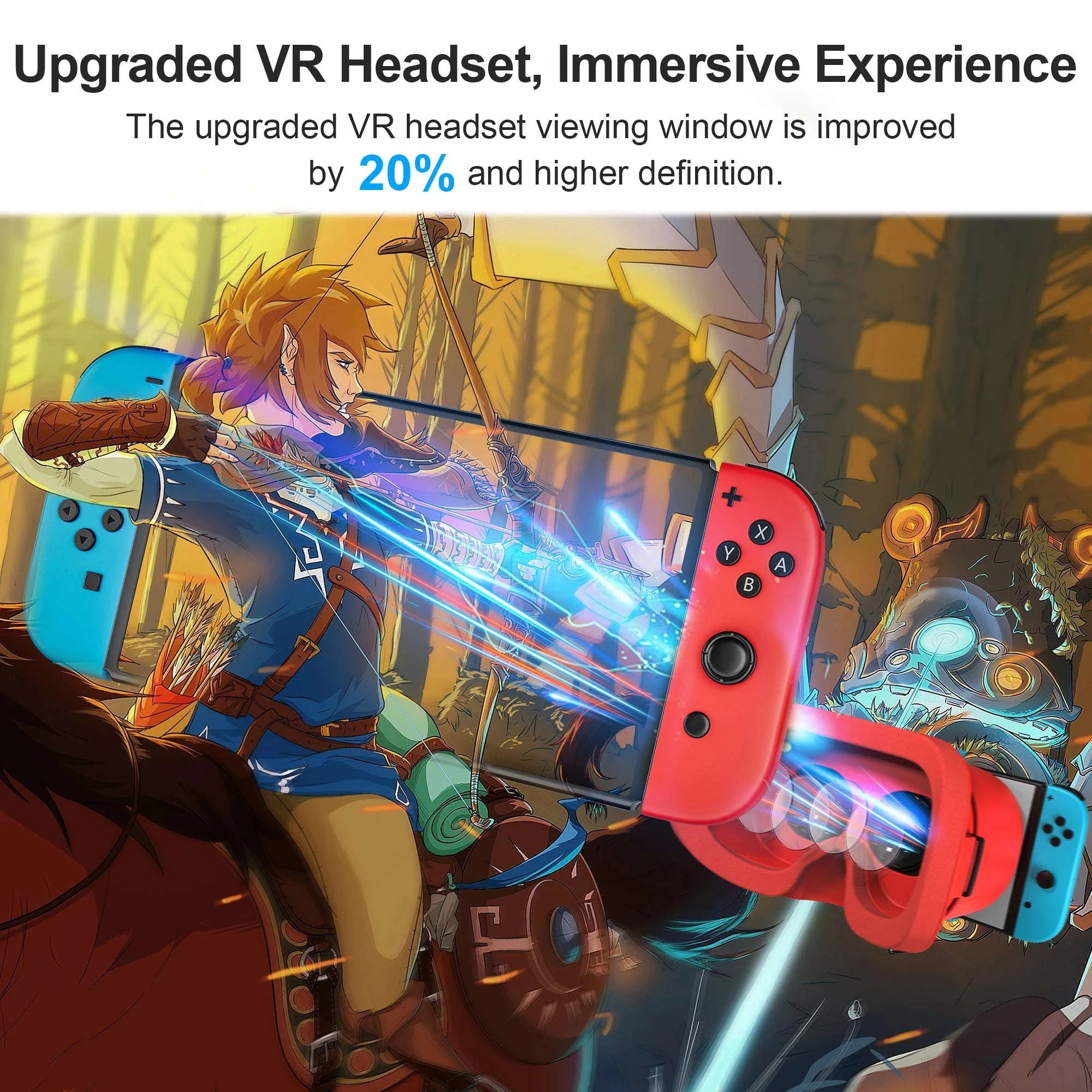 VR Headset for Console and OLED Model with Adjustable HD Lenses-Orange and White / United States