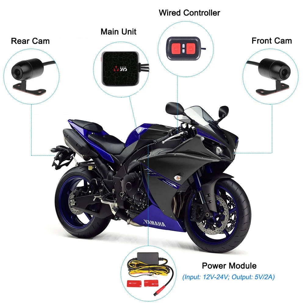 VSYS Dual Channel Motorcycle DVR Camera-D6WL / 64G