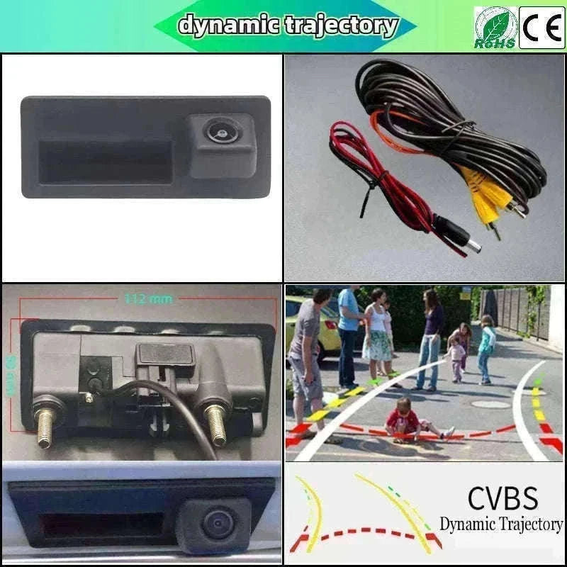 VW Tiguan 2007–2017 Rearview Backup Camera Trunk Handle CCD-AHD-CVBS Fixed ruler