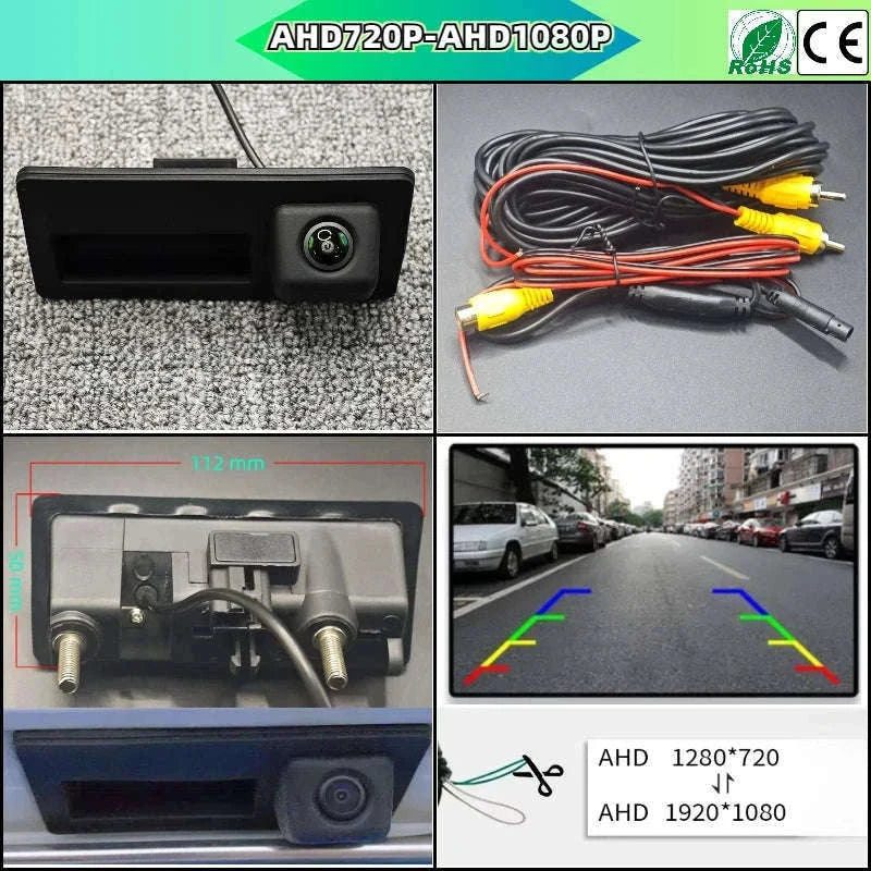 VW Tiguan 2007–2017 Rearview Backup Camera Trunk Handle CCD-AHD-CVBS Fixed ruler
