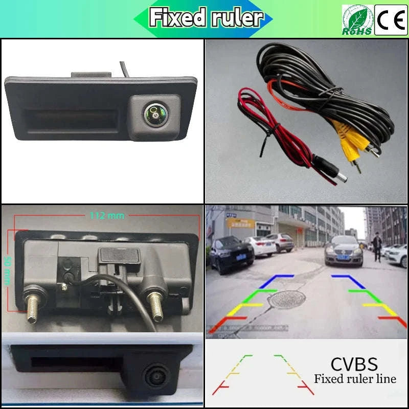 VW Tiguan 2007–2017 Rearview Backup Camera Trunk Handle CCD-AHD-CVBS Fixed ruler