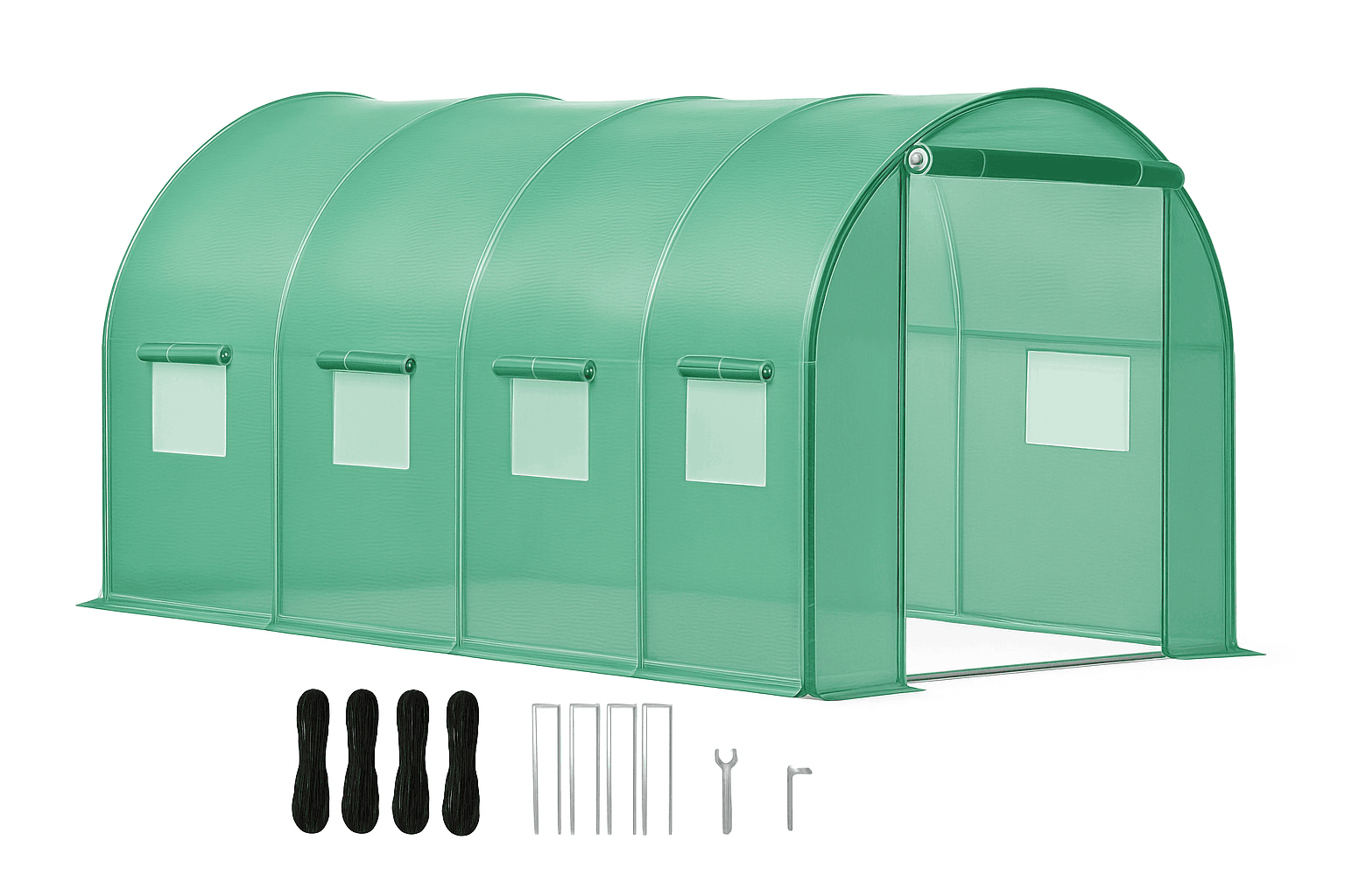 Walk-in Tunnel Greenhouse Galvanized Steel Frame Waterproof PE Cover-Green 12x7x7 ft / United States
