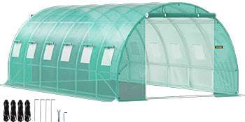 Walk-In Tunnel Greenhouse with Galvanized Frame & PE Cover-Green 20x10x7 ft / Poland