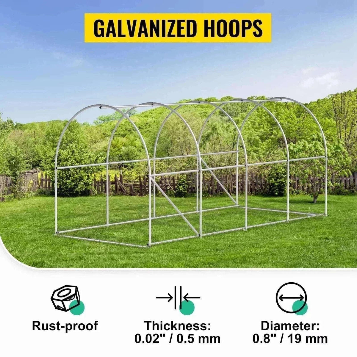 Walk-In Tunnel Greenhouse with Galvanized Frame & PE Cover-Green 20x10x7 ft / Poland