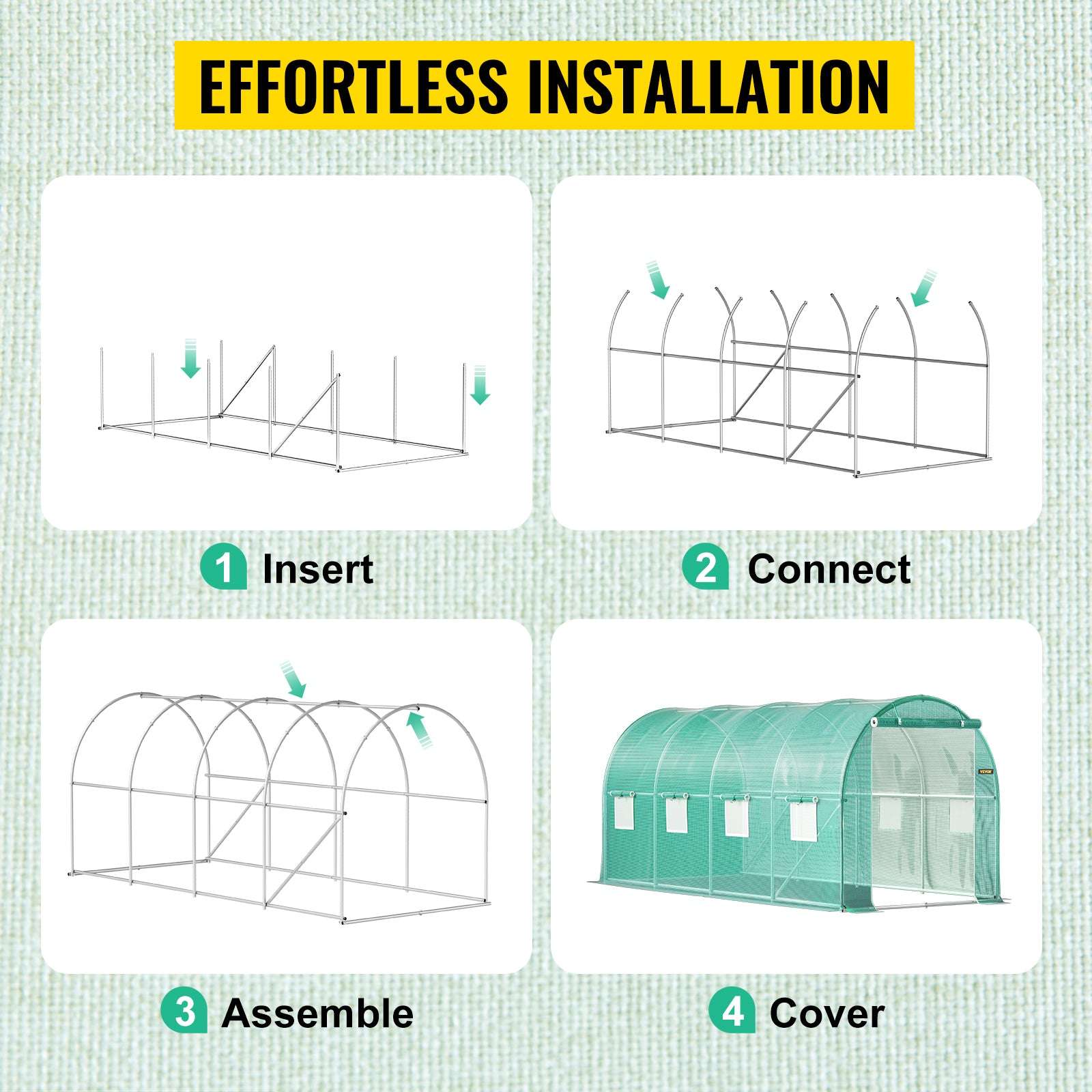 Walk-In Tunnel Greenhouse with Galvanized Frame & PE Cover-Green 20x10x7 ft / Poland