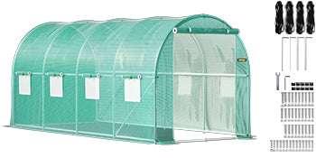 Walk-In Tunnel Greenhouse with Galvanized Frame & PE Cover-Green 20x10x7 ft / Poland