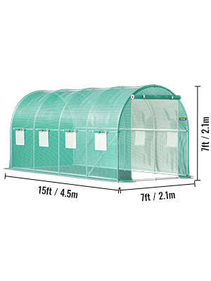 Walk-In Tunnel Greenhouse with Galvanized Frame & PE Cover-M / United States