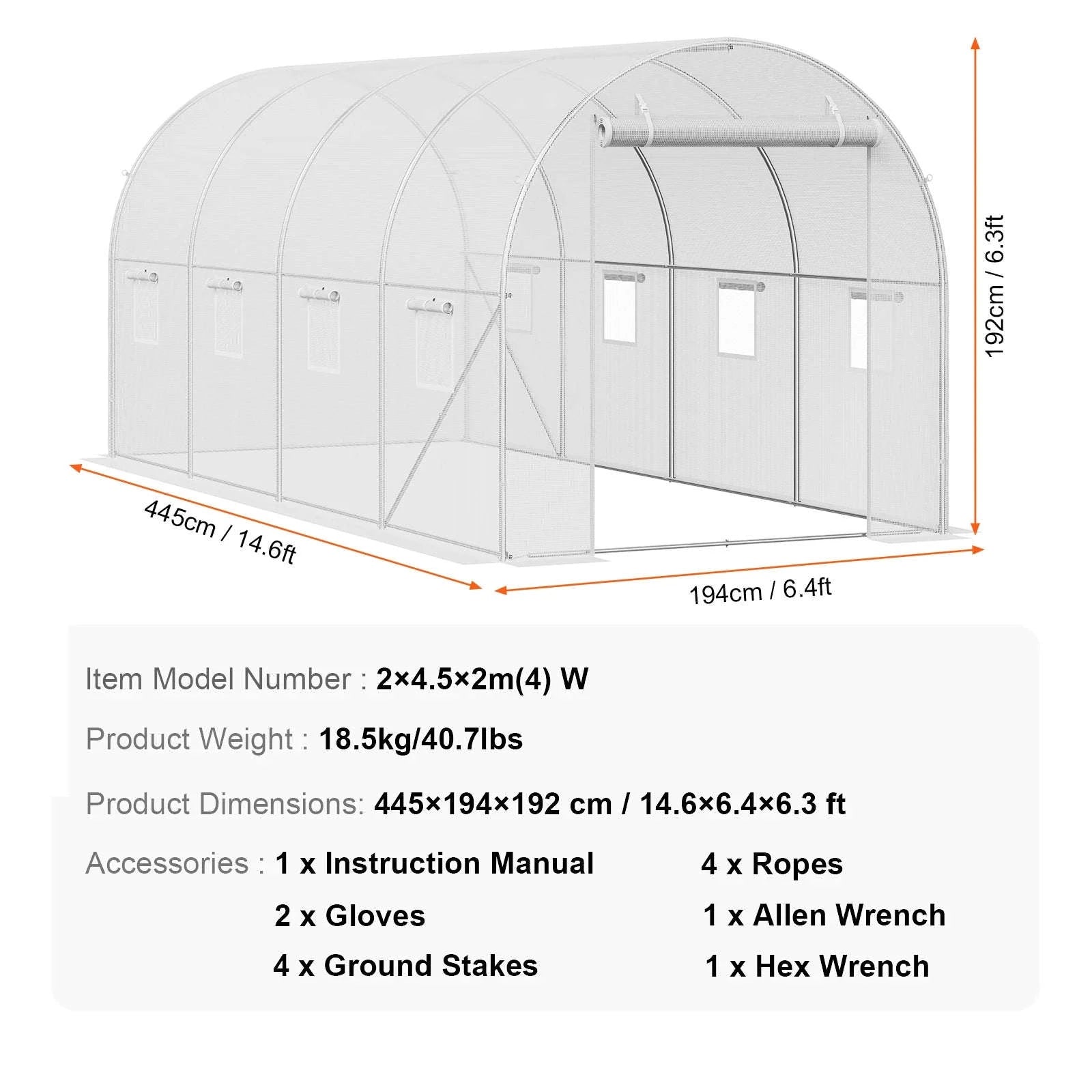 Walk-In Tunnel Greenhouse with Galvanized Steel Frame and PE Cover-30x10x7ft Green B / United States