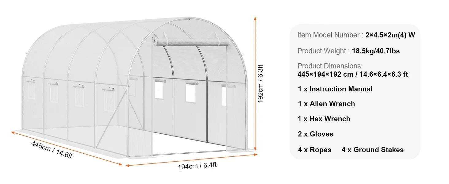 Walk-In Tunnel Greenhouse with PE Cover Steel Frame 11.3x6.4x6.3 ft-20x10x7ft green / United States / Green 20x10x7 ft