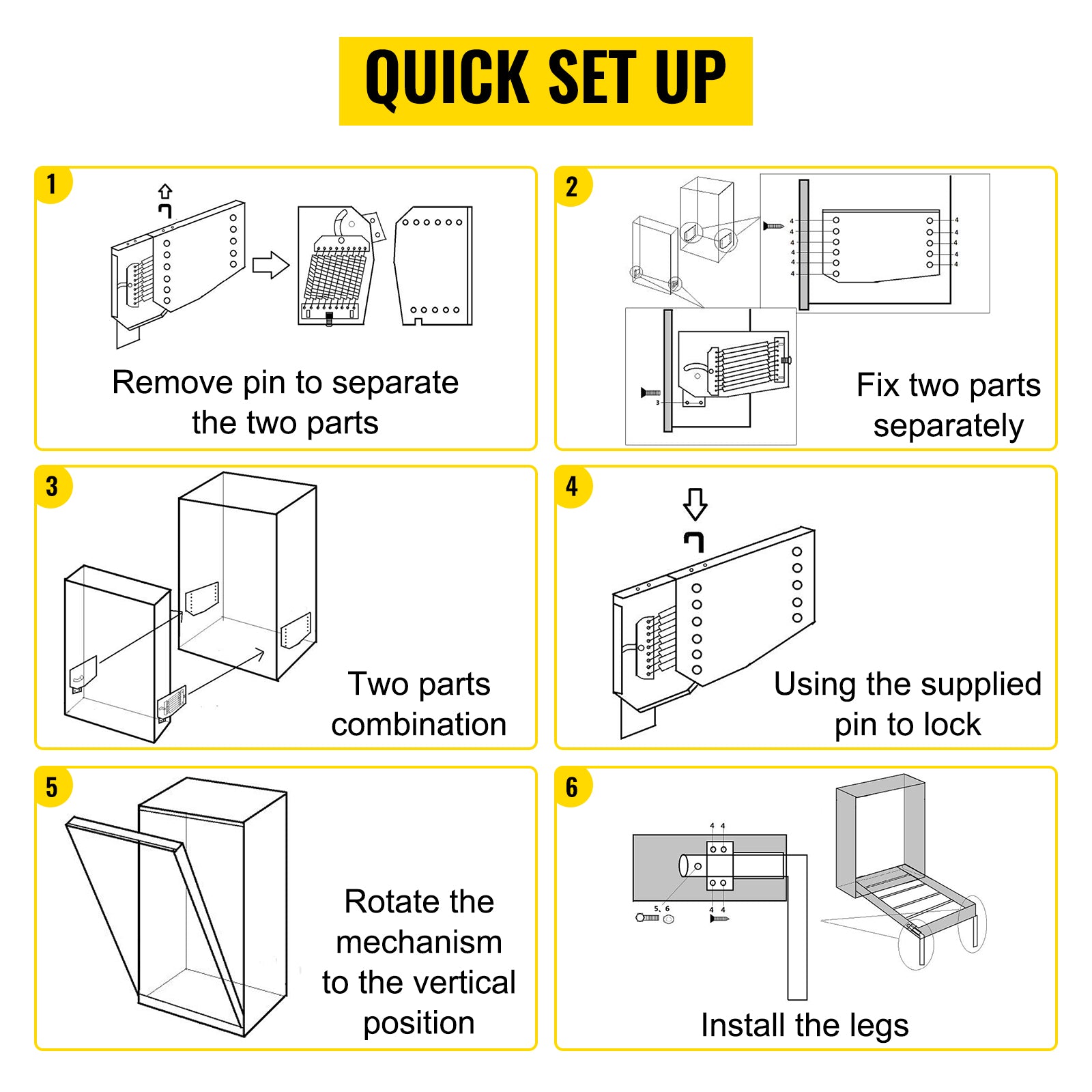 Murphy Bed Hardware Kit for Queen or King Wall Beds