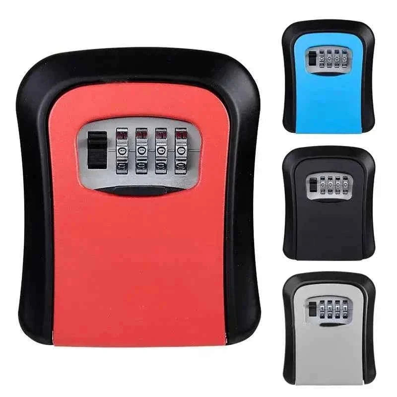 Wall Mount 4-Digit Password Key Lock Box-black