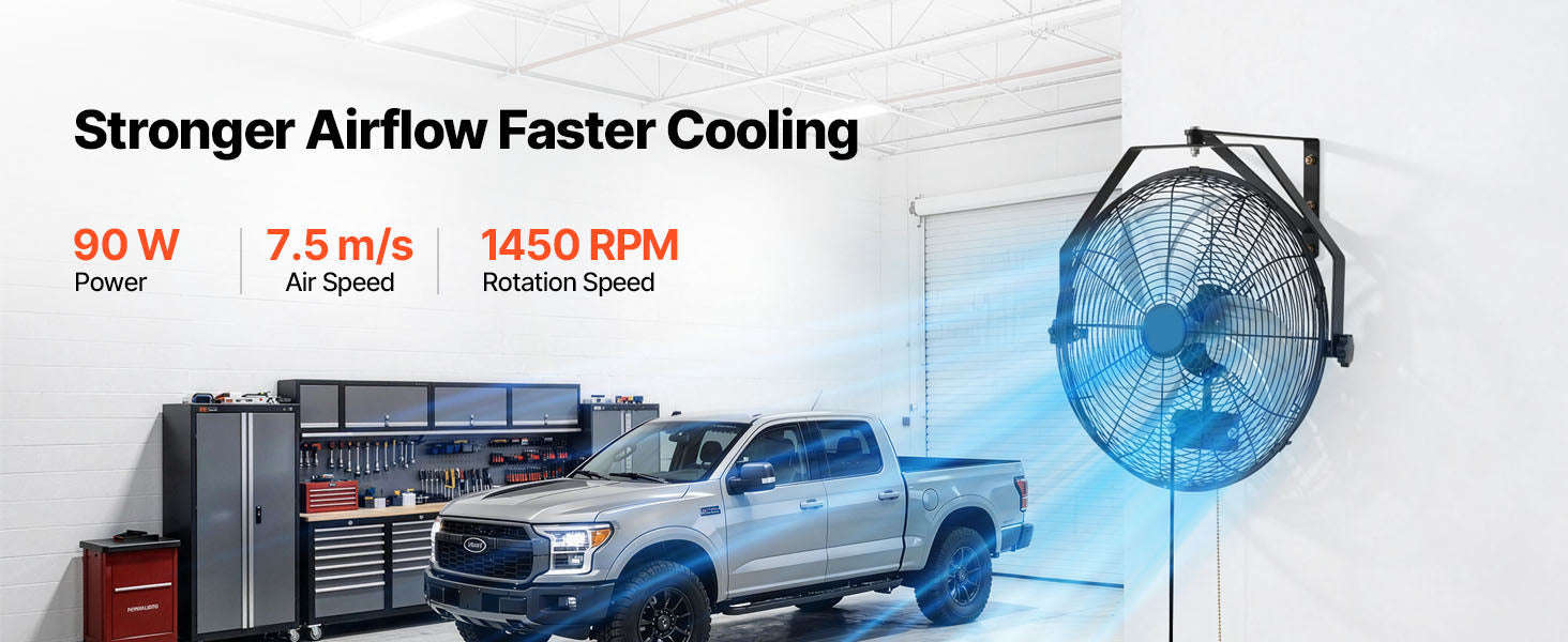 Wall Mount Fan 18/20 Inch 3-Speed Adjustable Rotation Angle-20in / United States