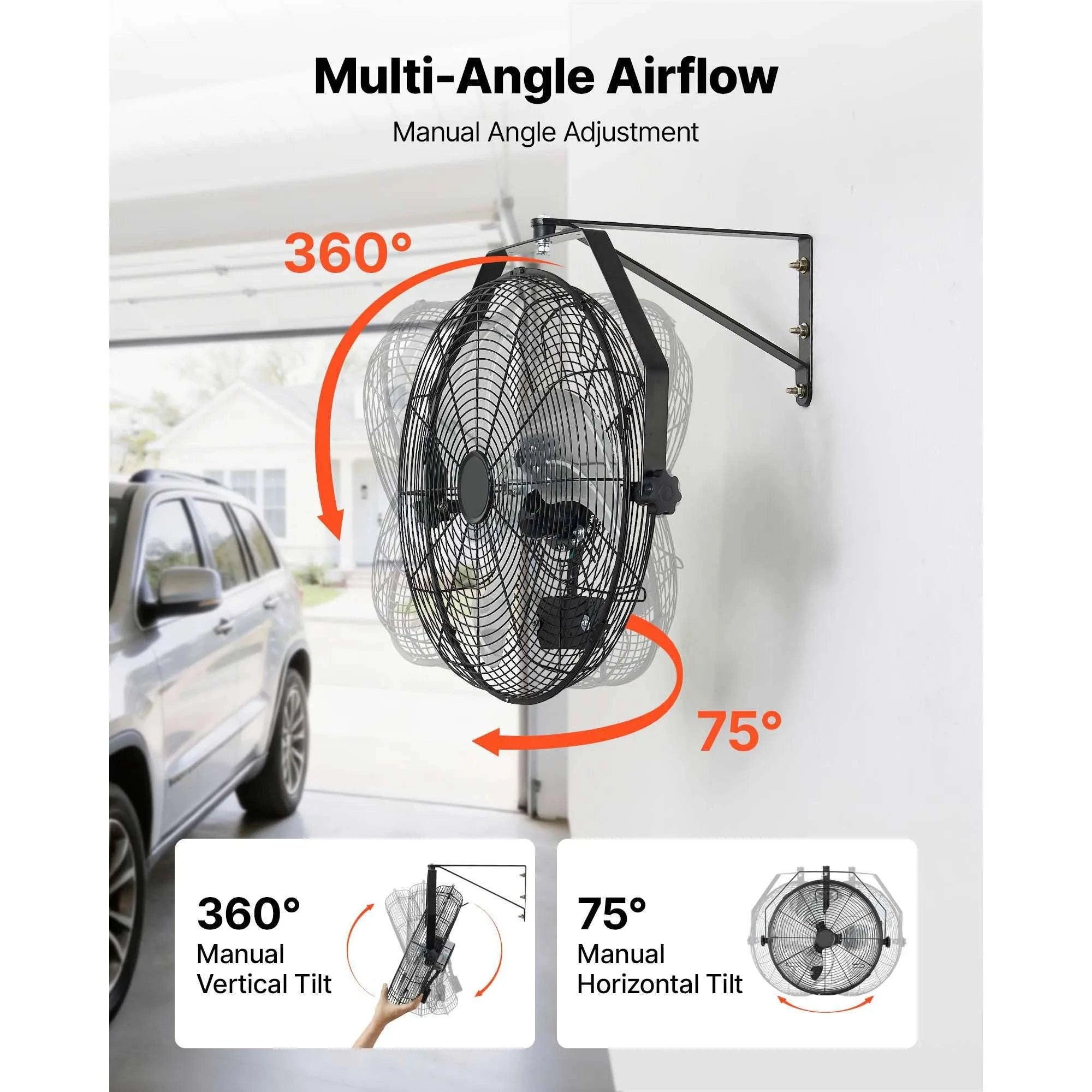 Wall Mount Fan 18/20 Inch 3-Speed Adjustable Rotation Angle-20in / United States