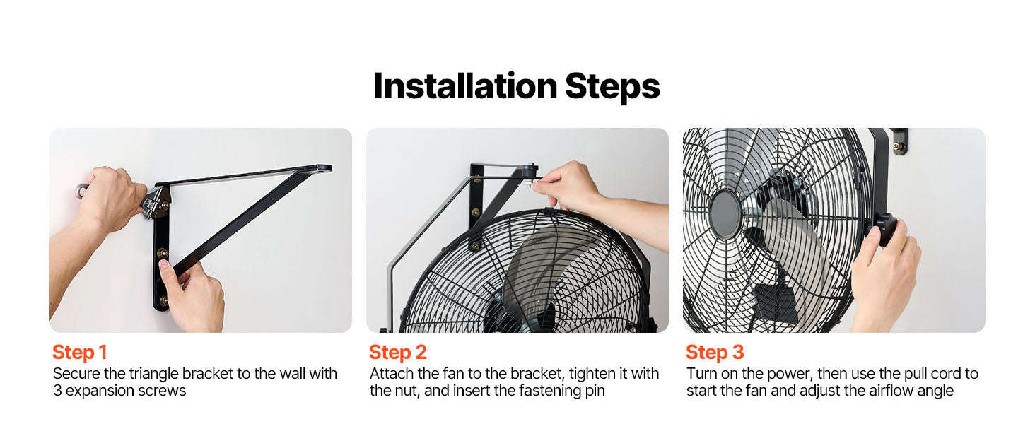 Wall Mount Fan 18/20 Inch 3-Speed Adjustable Rotation Angle-20in / United States