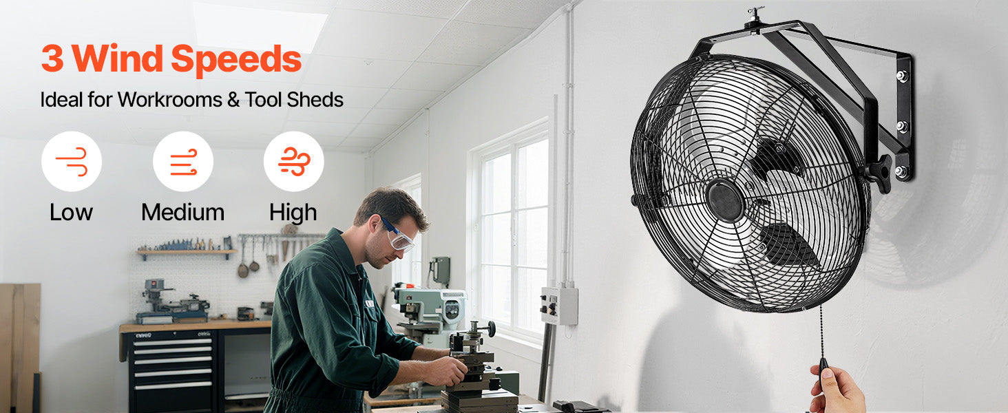 Industrial Wall Mount Fan High Velocity Waterproof Aluminum Blades for Workshop Warehouse Greenhouse