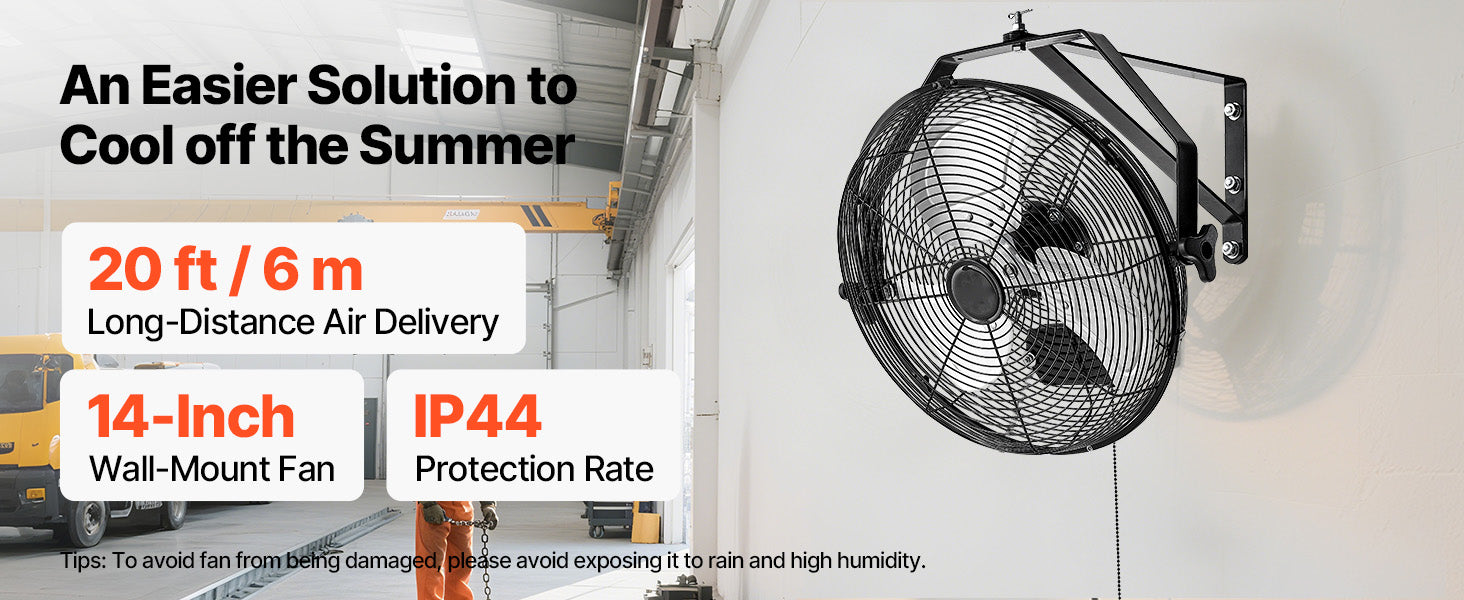 Industrial Wall Mount Fan High Velocity Waterproof Aluminum Blades for Workshop Warehouse Greenhouse