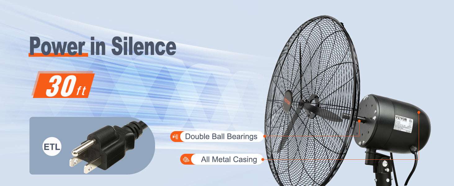 Wall-Mount Misting Fan 3-Speed Oscillating IP44 9500 CFM-20in Rocking / United States