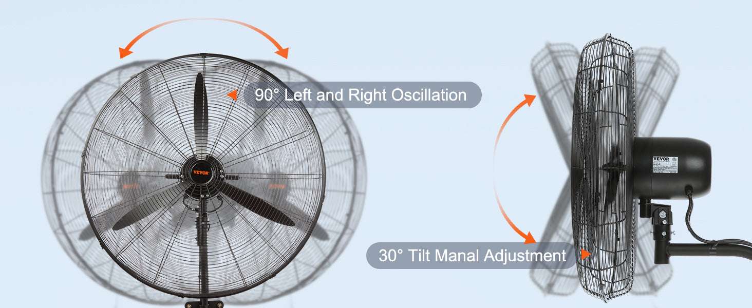 Wall-Mount Misting Fan 3-Speed Oscillating IP44 9500 CFM-20in Rocking / United States