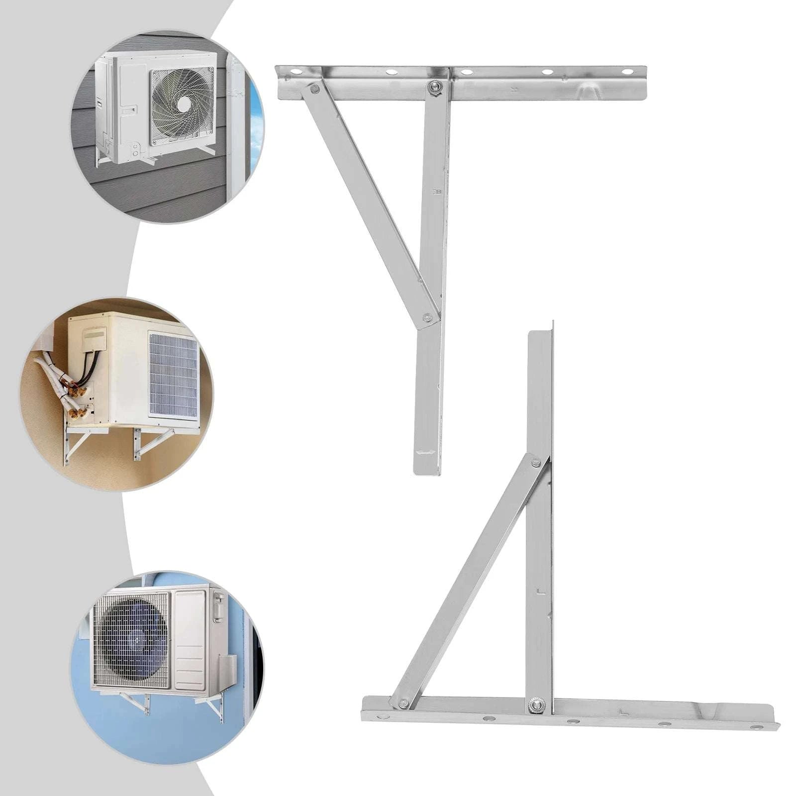 Wall-Mounted AC Bracket Set 440lbs Heavy Duty Stainless Steel-Silver / 12 inch / france