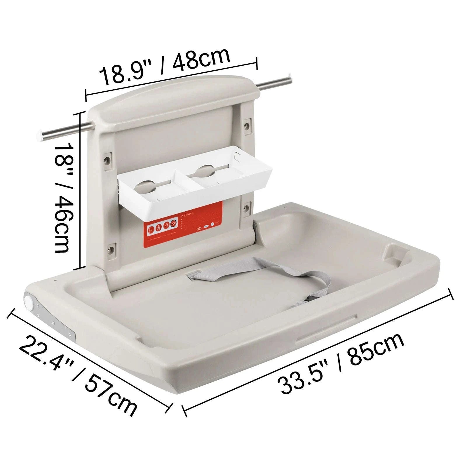 Wall Mounted Baby Changing Station Fold-Down Vertical Gray-Gray / United States