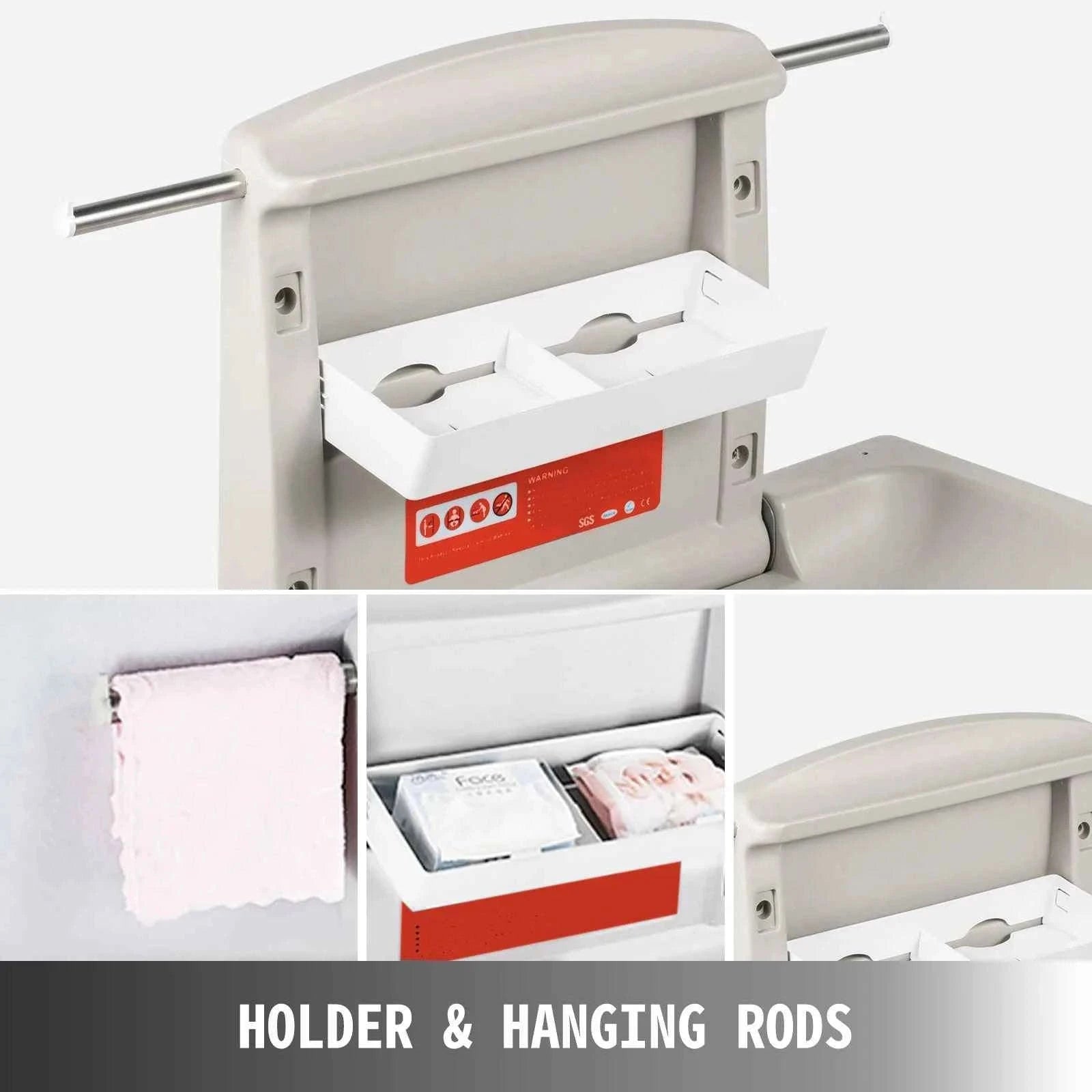 Wall Mounted Baby Changing Station Fold-Down Vertical Gray-Gray / United States