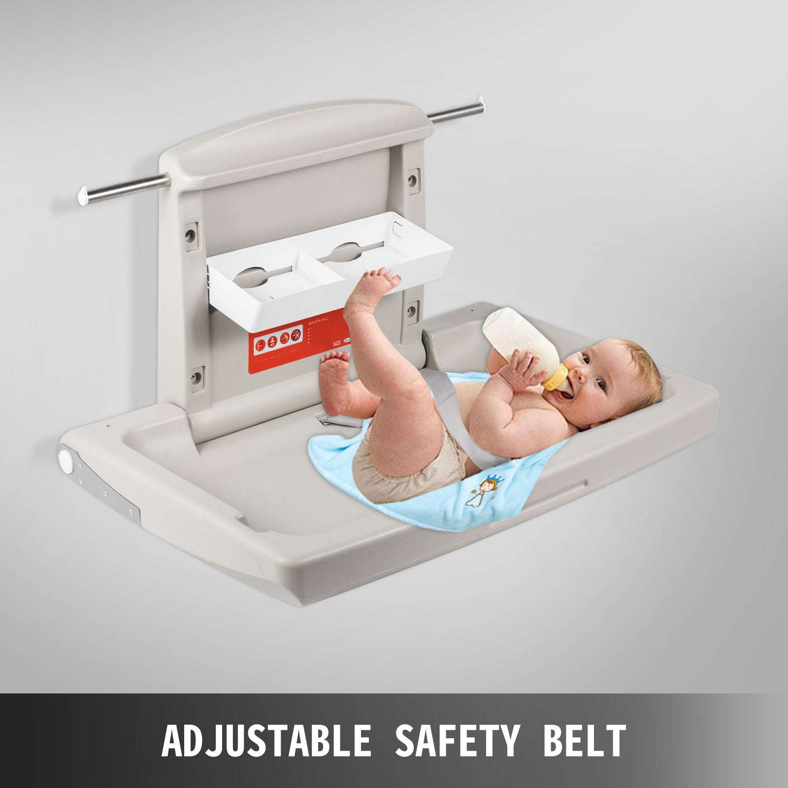 Wall Mounted Baby Changing Station Fold-Down Vertical Gray-Gray / United States
