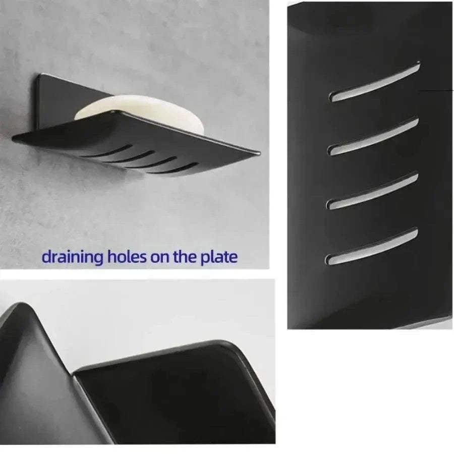 Wall-Mounted Black Carbon Steel Soap Holder-black
