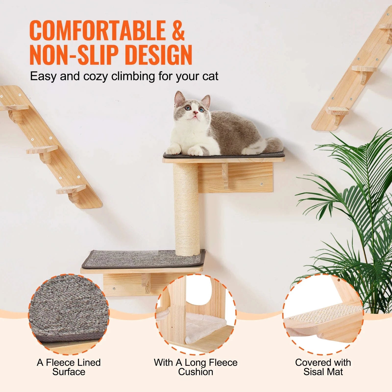 Wall Mounted Cat Shelves with Jumping Boards, Hammocks and Cat Tree-7sets / Poland