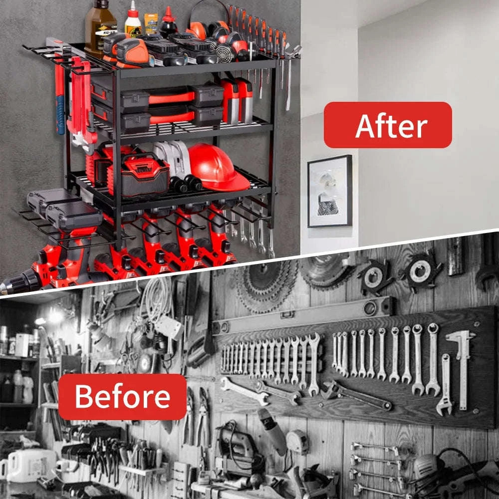 Wall Mounted Garage Tool Organizer Heavy Duty Metal Rack Shelf-2-Tier / france