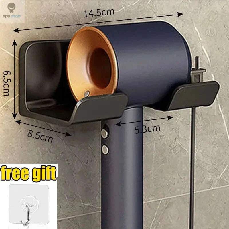 Wall Mounted Hair Dryer Holder for a Cleaner Bathroom-B-Black-2pcs