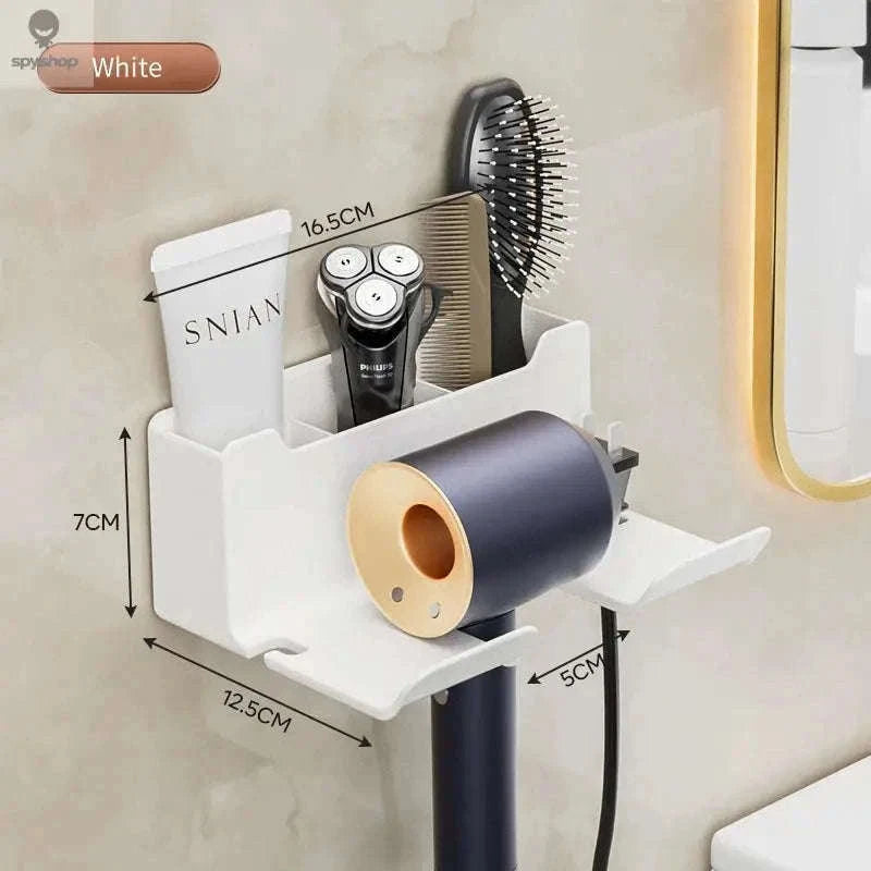 Wall Mounted Hair Dryer Holder for a Cleaner Bathroom-B-Black-2pcs