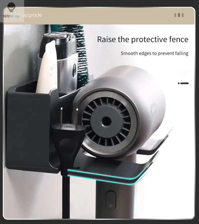 Wall Mounted Hair Dryer Holder – Space-Saving Bathroom Organizer-B-Black-2pcs