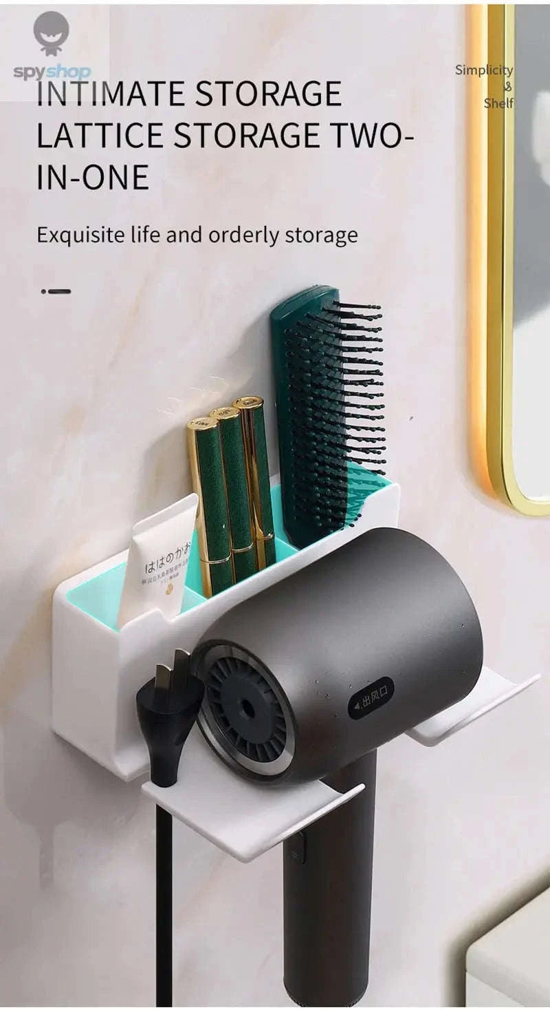 Wall Mounted Hair Dryer Holder – Space-Saving Bathroom Organizer-B-Black-2pcs